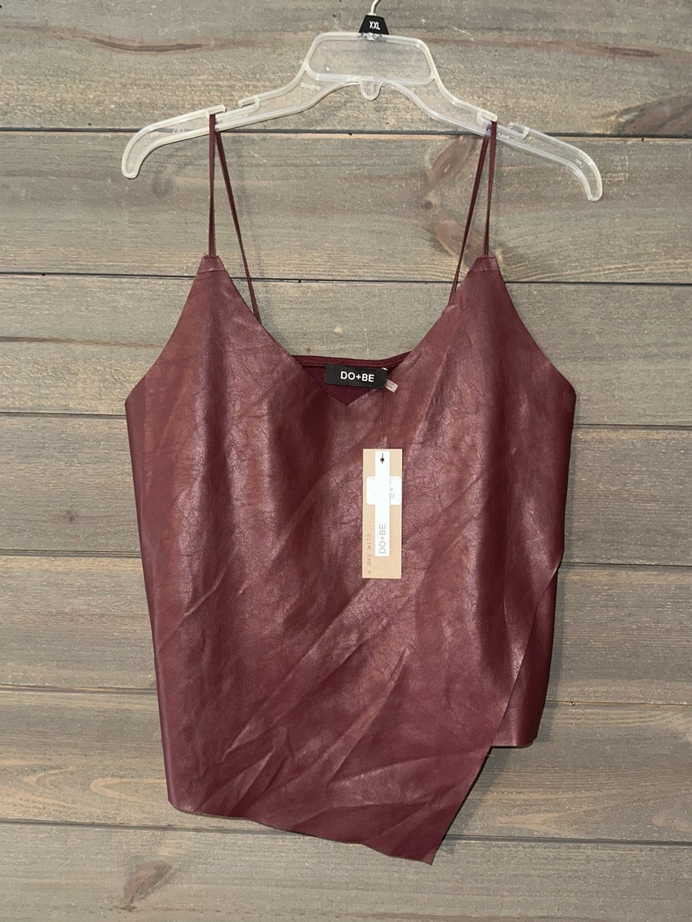 DO+BE Burgundy Faux-Leather Asymmetrical Cami